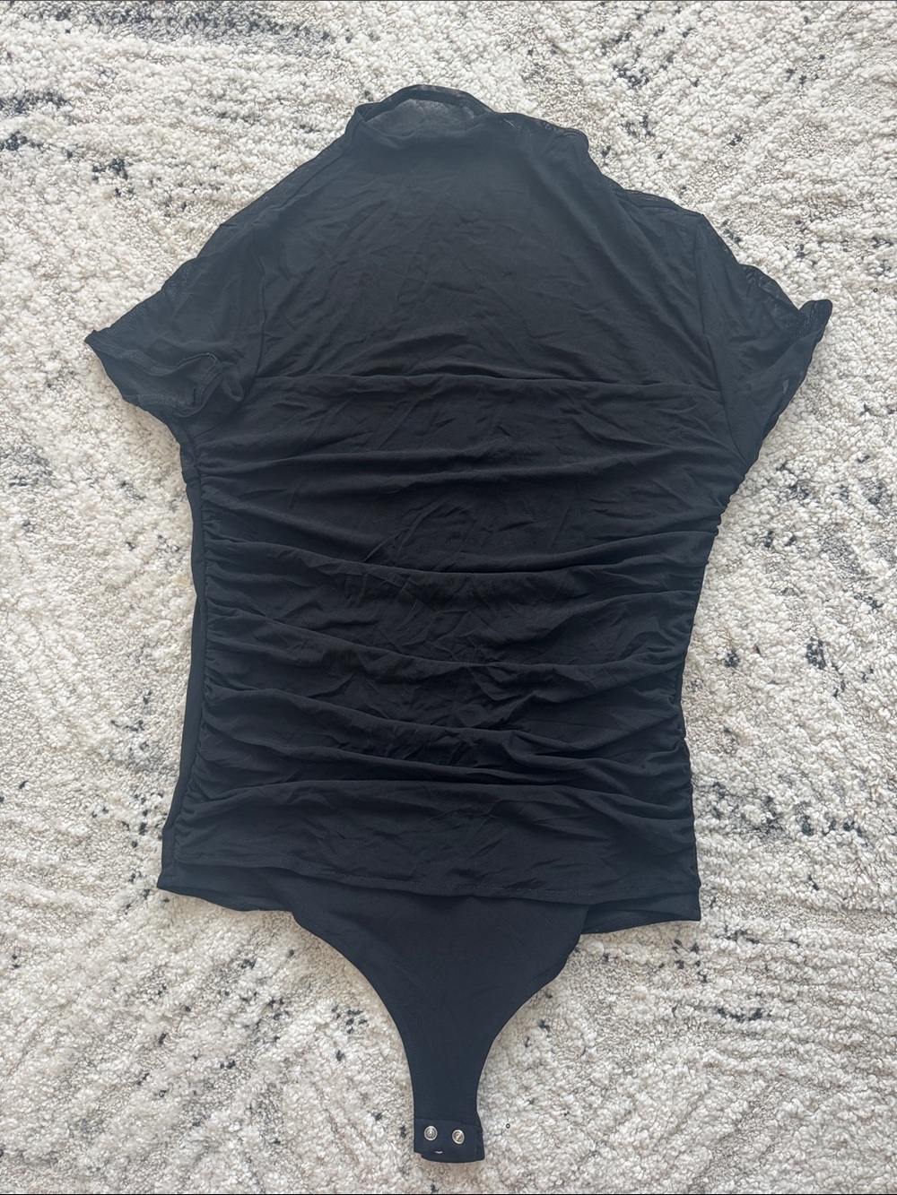 Black Short Sleeve Sheer High Neck Bodysuit